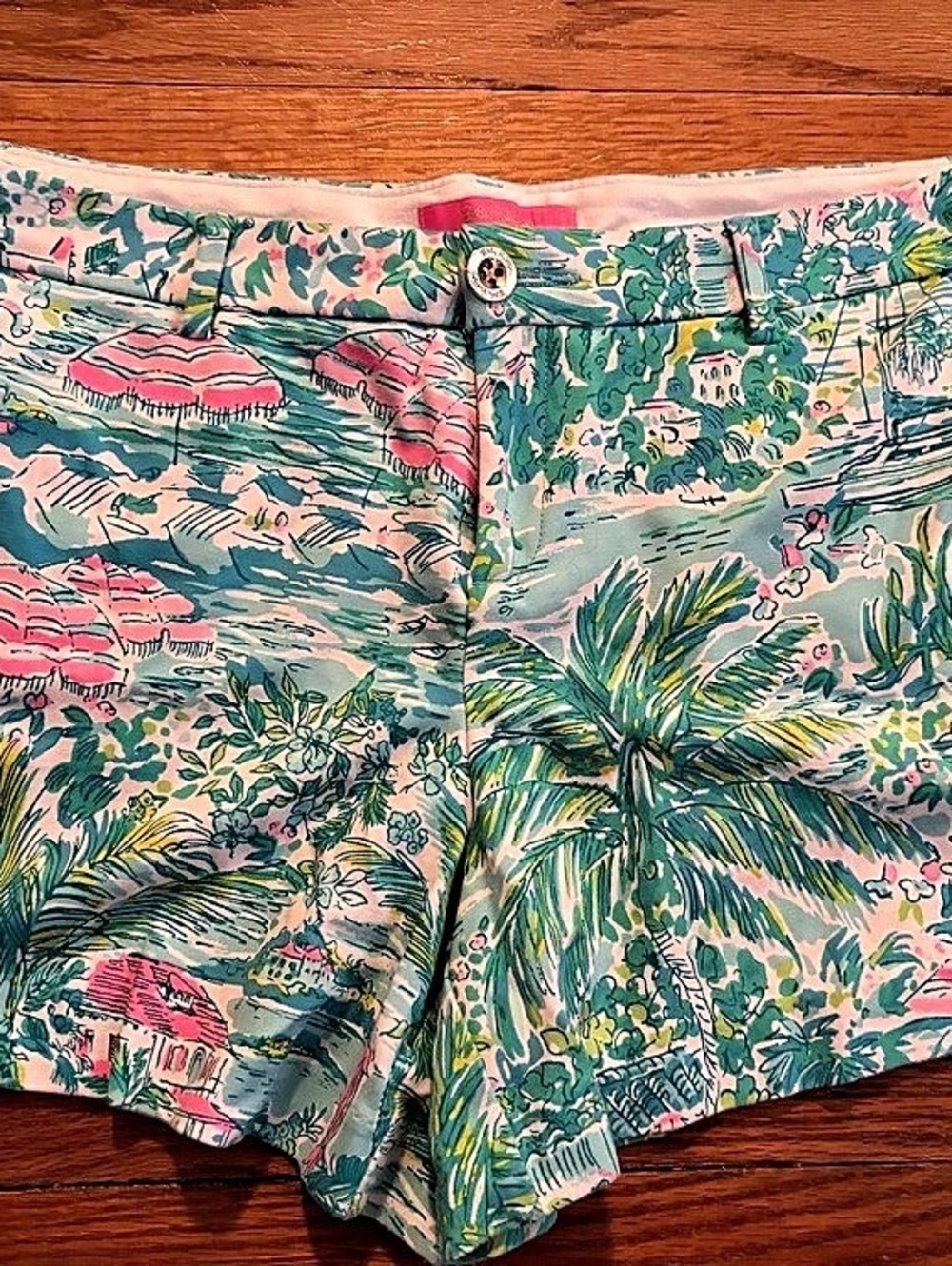Lilly Pulitzer Floral High-Waist Shorts in Pink & Green Size 14